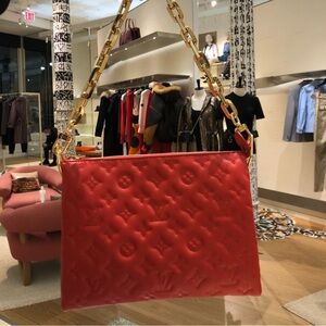 Authentic new rouge coussin rare lamb skin Louis Vuitton purse, limited edition